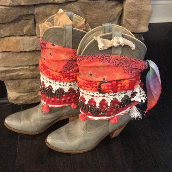 Shoes - Upcycled Distressed Cowboy Boots